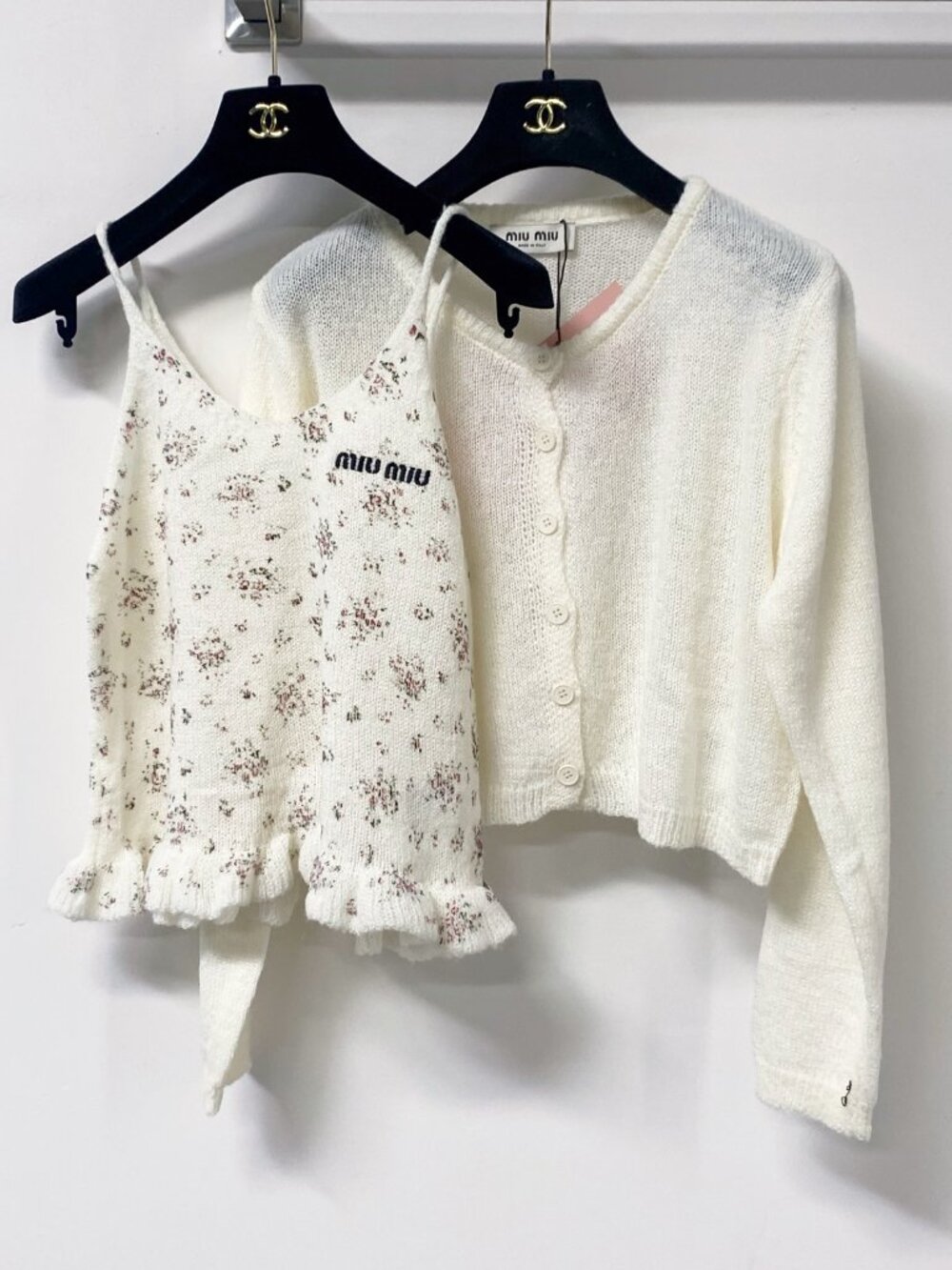 Miu Miu Floral Knit Cami & Cropped Cardigan Two‑Piece Set